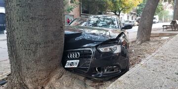 La violencia del impacto dañó severamente a un auto de alta gama.