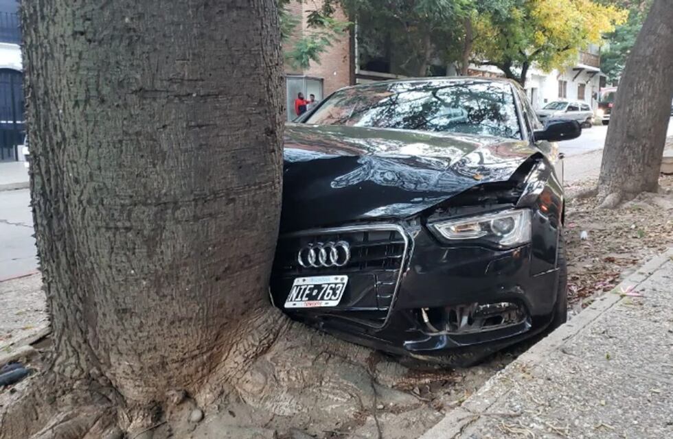 Pudo ser tragedia: estrelló su costoso auto contra un árbol, en Nueva Córdoba