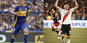 Carlos Palacios (izquierda) y Gonzalo Montiel (derecha) son dos de los refuerzos que generaron expectativas en Boca y River respectivamente.