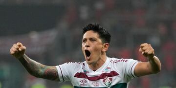 Germán Cano, del Fluminense de Brasil, festeja la victoria por 2-1 sobre Internacional en la semifinal de la Copa Libertadores, el miércoles 4 de octubre de 2023.