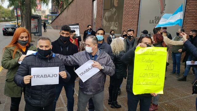 Protesta de peluqueros en Córdoba.