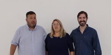 Diego Alvarez, Vanesa Macagno y Luis Poupeau, de la Comisión Directiva de la Asociación de Personal Jerarquizado de la Municipalidad de Rafaela