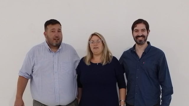 Diego Alvarez, Vanesa Macagno y Luis Poupeau, de la Comisión Directiva de la Asociación de Personal Jerarquizado de la Municipalidad de Rafaela