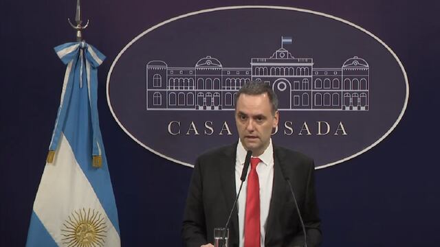 El vocero presidencial Manuel Adorni en conferencia de prensa. Foto: Archivo
