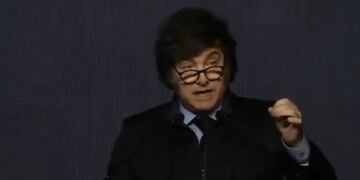 El presidente Javier Milei brinda su discurso en el Council de las Américas (Captura de video)