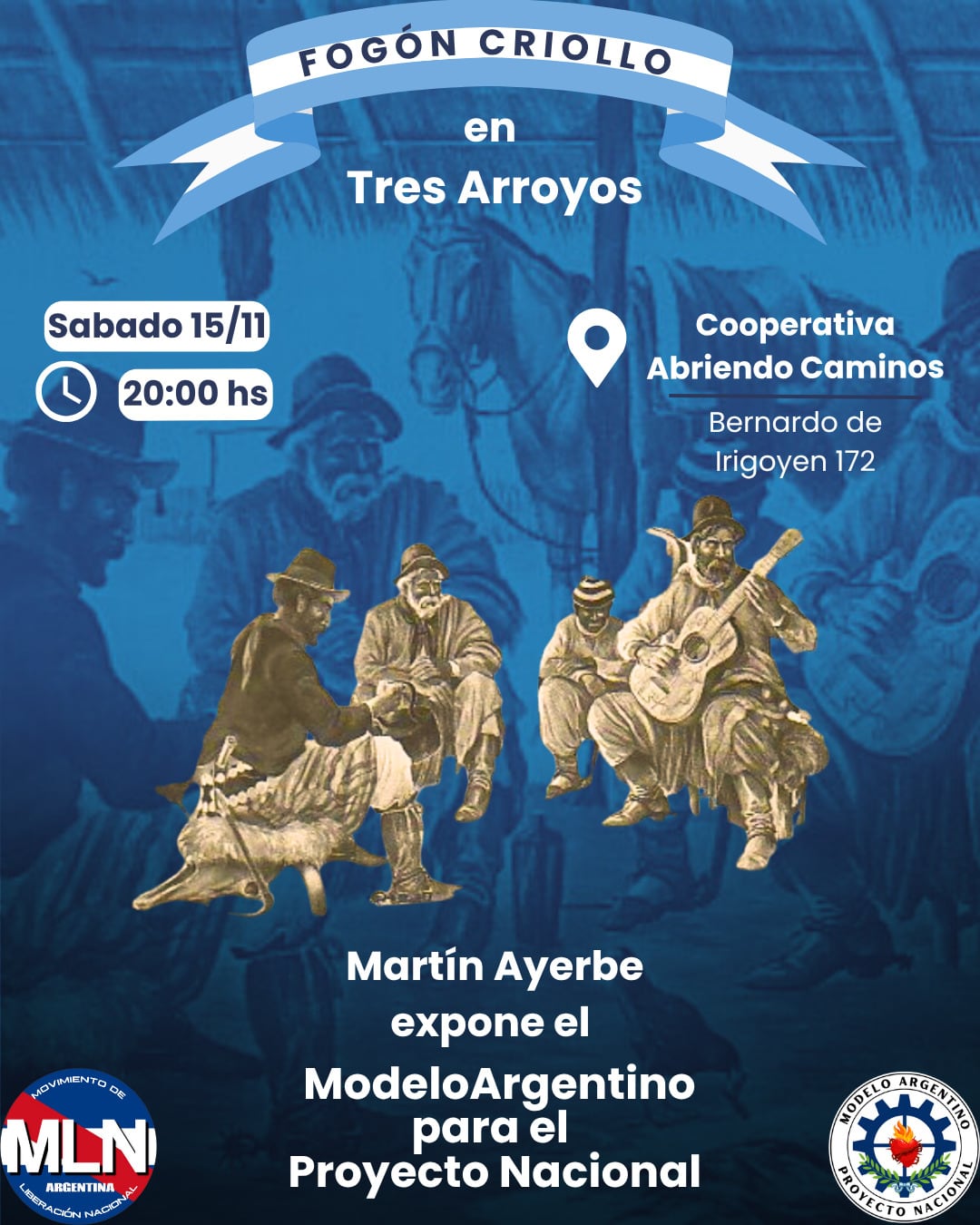 Fogón Criollo y disertación de Martín Ayerbe referente del Movimiento de Liberación Nacional
