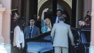 Karina Milei tras el encuentro con Julio Vitobello en la Casa Rosada.