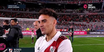 Enzo Díaz, el ex Talleres que festejó como hincha el campeonato de River (Captura).