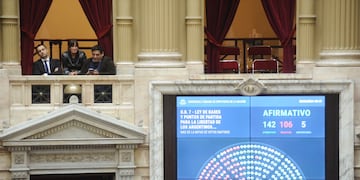 La "ley bases" se aprobó con 142 votos a favor, 106 en contra y 5 abstenciones. Foto: Federico López Claro