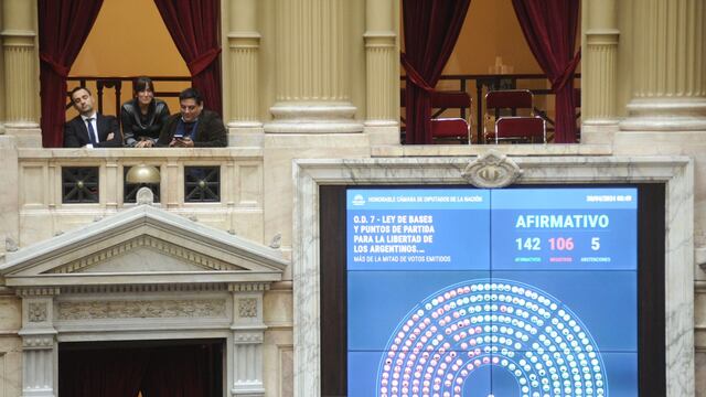 La "ley bases" se aprobó con 142 votos a favor, 106 en contra y 5 abstenciones. Foto: Federico López Claro