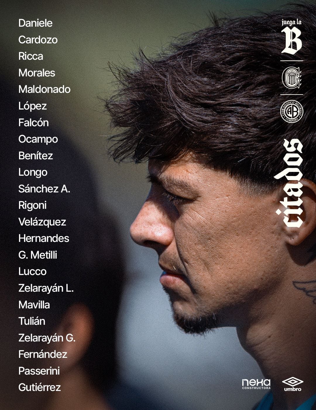 Los convocados de Belgrano para el partido con Rosario Central.