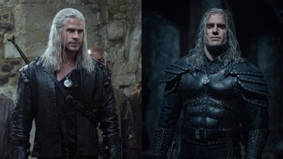 Geralt de Rivia en The Witcher, interpretado por Henry Cavill y Liam Hemsworth.