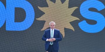 Fernández, durante el acto en Tecnópolis (Federico López Claro).