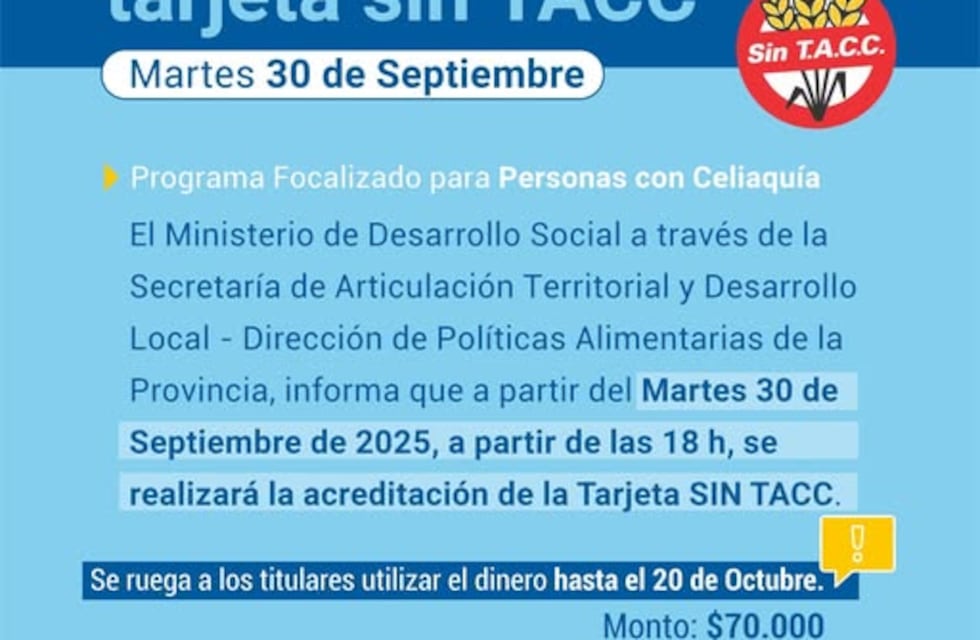 Masso anunció una nueva acreditación para la Tarjeta Sin TACC