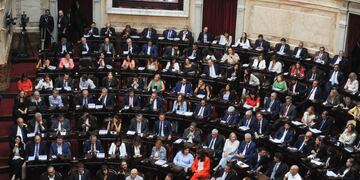 Se abrió hoy el 141° período de sesiones ordinarias del Congreso de la Nación. El presidente Alberto Fernández fue recibido por la vicepresidenta Cristina Fernández de Kirchner, la presidenta de la Cámara de Diputados Cecilia Moreau y la presidenta provisional del Senado, Claudia Ledesma Abdala. (Federico López Claro / La Voz)