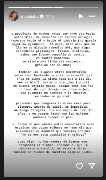 Celeste Cid habló de los comentarios por su cara y fue contundente