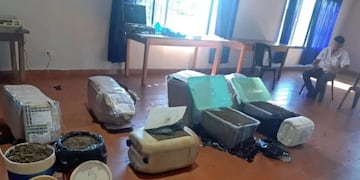 La droga fue detectada por Alcander, el perro entrenado de Gendarmería Nacional.