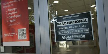 Paro bancario en todo el país. (Orlando Pelichotti / Los Andes)
