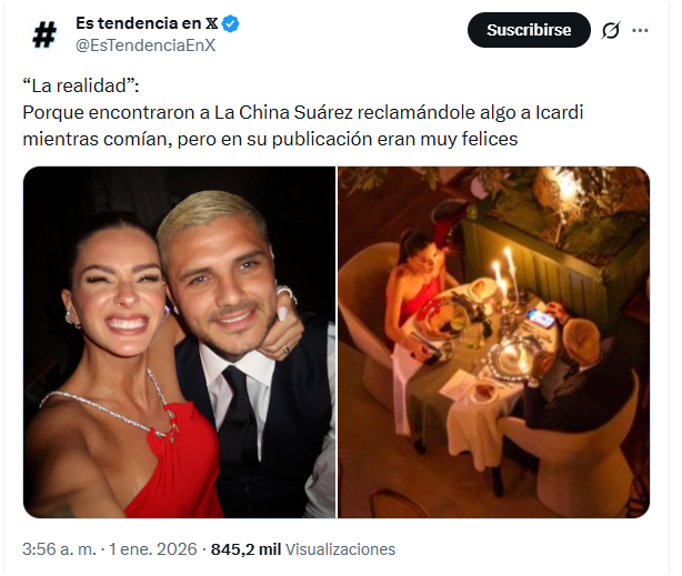Filtraron una foto de Mauro Icardi y la China Suárez en plena fiesta de Año Nuevo y sembró dudas