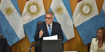 Primer discurso de Martín Llaryora como gobernador. (Ramiro Pereyra/La Voz)