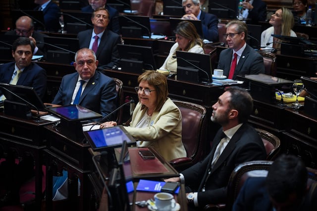 La jefa del bloque La Libertad Avanza, Patricia Bullrich, en la sesión por el Presupuesto (Foto: Comunicación Senado)