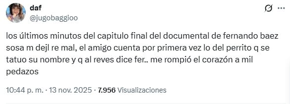 Final desgarrador del documental de Fernando Báez Sosa.