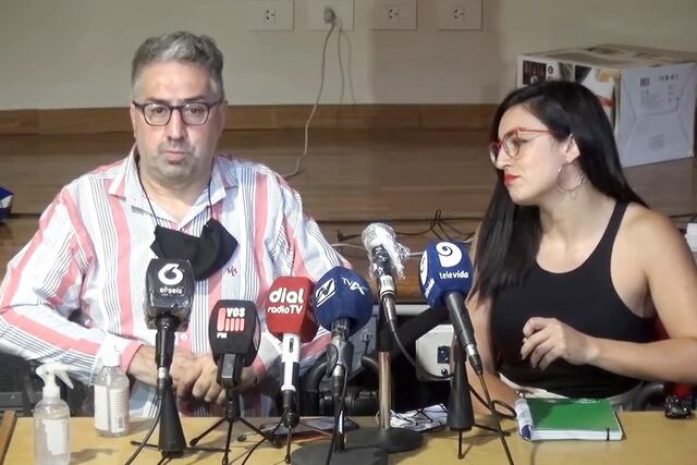 Guillemro Rubio y Celeste Marchetti, loa bogados querellanes, en conferencia de prensa una vez finalizado el juicio por el crimen de Paula Toledo.