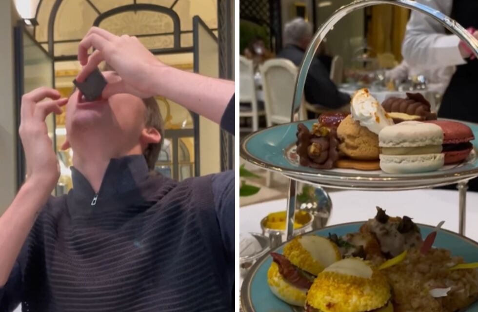 Felipe Fort merendó sofisticadas preparaciones en el Alvear Palace Hotel y se sorprendió con los precios