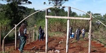 El Instituto de Enseñanza Agropecuaria N°2 de San Pedro recibieron insumos para reparar su invernáculo. Foto: Carina Martínez