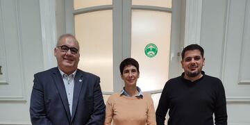 Gabriel Corrado, Presidente del CCIRR, Andrea Ochat, candidata a convencional constituyente e Iván Acosta, gerente del CCIRR