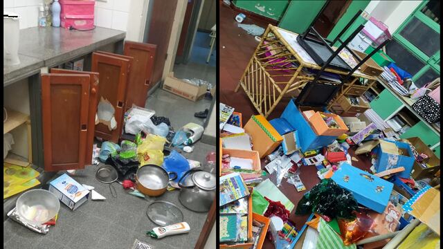 Destrozos, vandalismo, daños en la cocina, oficinas y aulas, la imagen de la violencia ejercida por inadaptados, en la Escuela Cicarelli.