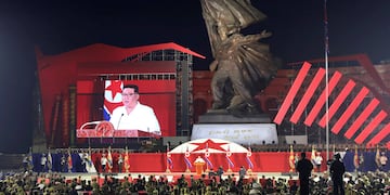 El líder norcoreano, Kim Jong Un, en uno de los tantos actos militares que se realizan en su país. Foto: Gobierno de Corea del Norte.