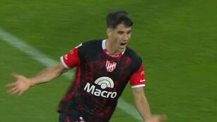 Gregorio Rodríguez, a los 38 minutos de la primera etapa, marcó el 1-0 de Instituto ante Central Córdoba (Captura de pantalla).