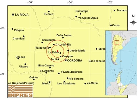 Sismo en Córdoba este lunes por la mañana.