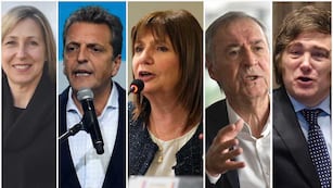 Elecciones 2023: Myriam Bregman, Sergio Massa, Patricia Bullrich, Juan Schiaretti y Javier Milei. Foto: La Voz