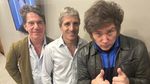 Nicolás Posse, Luis Caputo y el presidente electo, Javier Milei. (Gentileza)