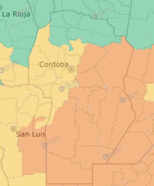 Dónde rige alerta por tormentas este sábado 15 de noviembre en Córdoba.