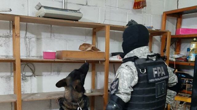 El perro Anuk delató dónde escondían la droga en Alta Gracia.