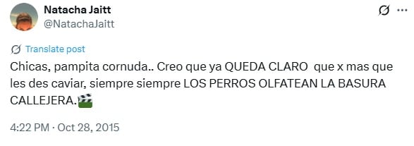 Natacha Jaitt sobre lo ocurrido con Pampita.