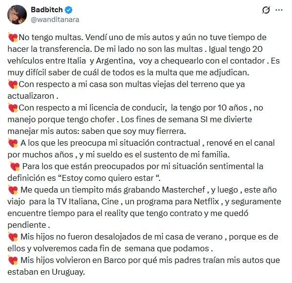 Las "explicaciones" de Wanda Nara