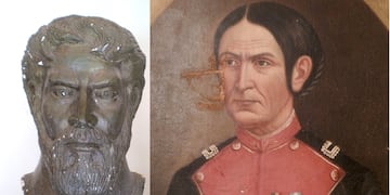 El general post mortem Manuel Eduardo Arias y la teniente coronel Juana Azurduy.