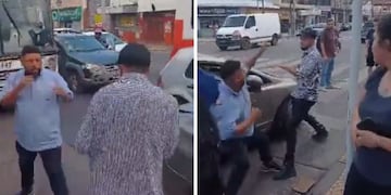 La secuencia de la agresión entre el colectivero y el conductor particular.