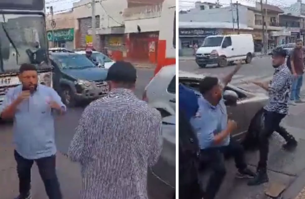 Un chofer de colectivo y un conductor particular protagonizaron una feroz pelea a trompadas por una mala maniobra de tránsito