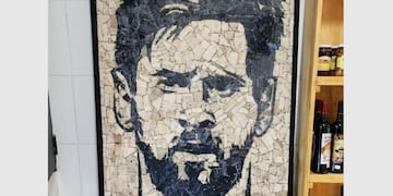 El mosaico de un sanjuanino sobre Lionel Messi