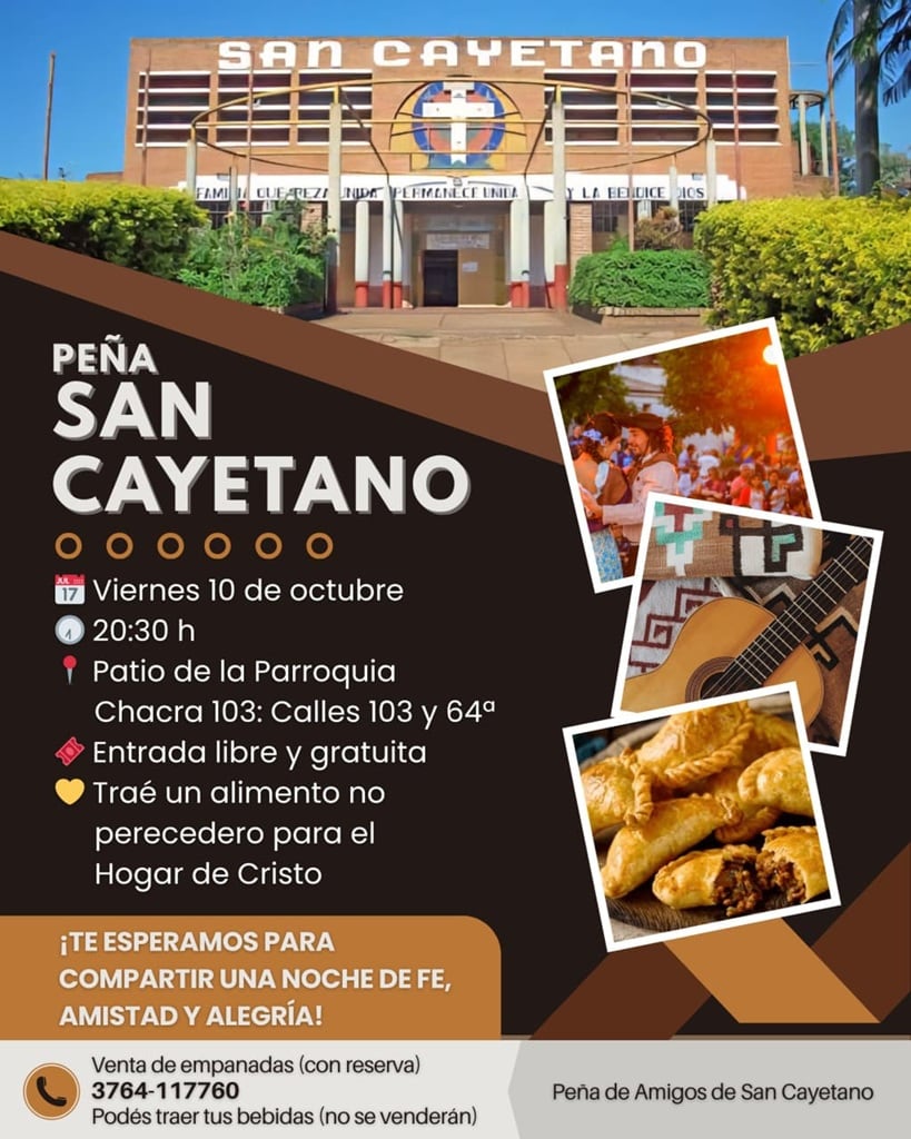 Con música, fe y solidaridad, Posadas celebra la Primera Peña de Amigos de San Cayetano.