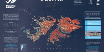 Mapa de las Islas Malvinas.