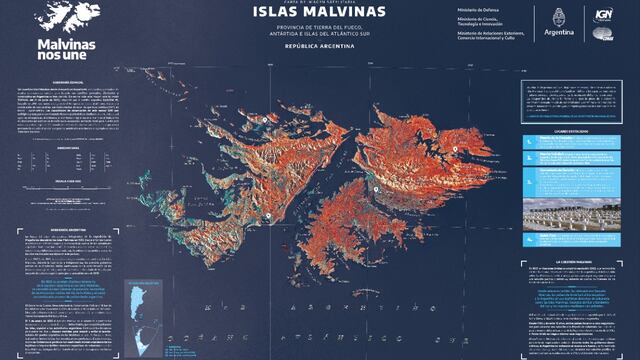 Mapa de las Islas Malvinas.