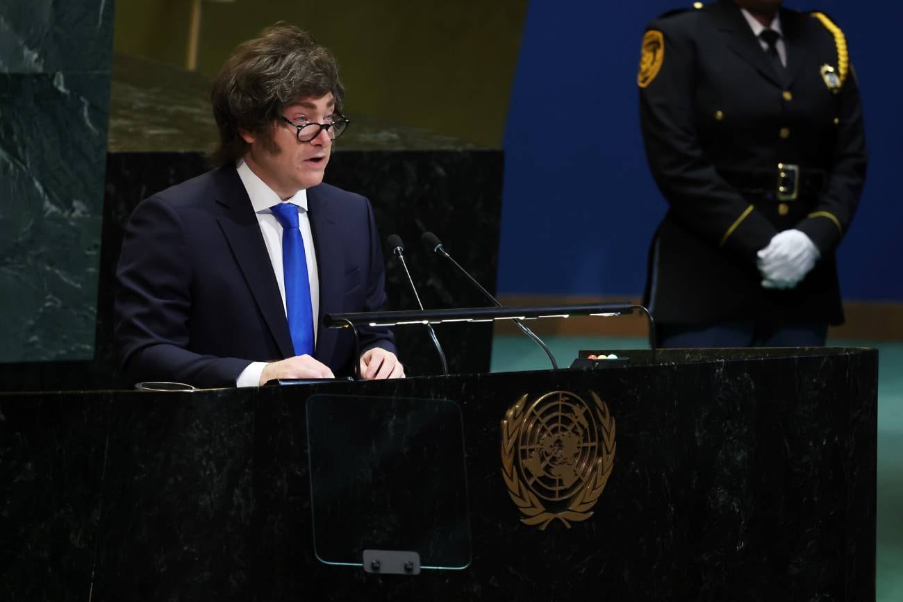 Nueva York. El presidente Javier Milei en la 80° Asamblea General de la ONU. (AP / Heather Khalifa)