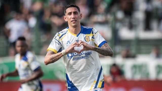 Angel Di Maria y el gol del triunfo ante Sarmiento. Viene a Córdoba contra Instituto (Prensa Rosario Central).