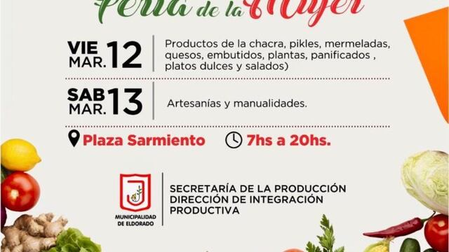 Realizarán una Feria por el Día de la Mujer este fin de semana en Eldorado
